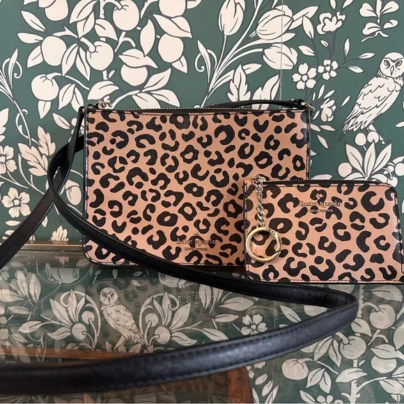 Kate Spade Leopard Print Crossbody Bag and chain wallet - Picture 1 of 2